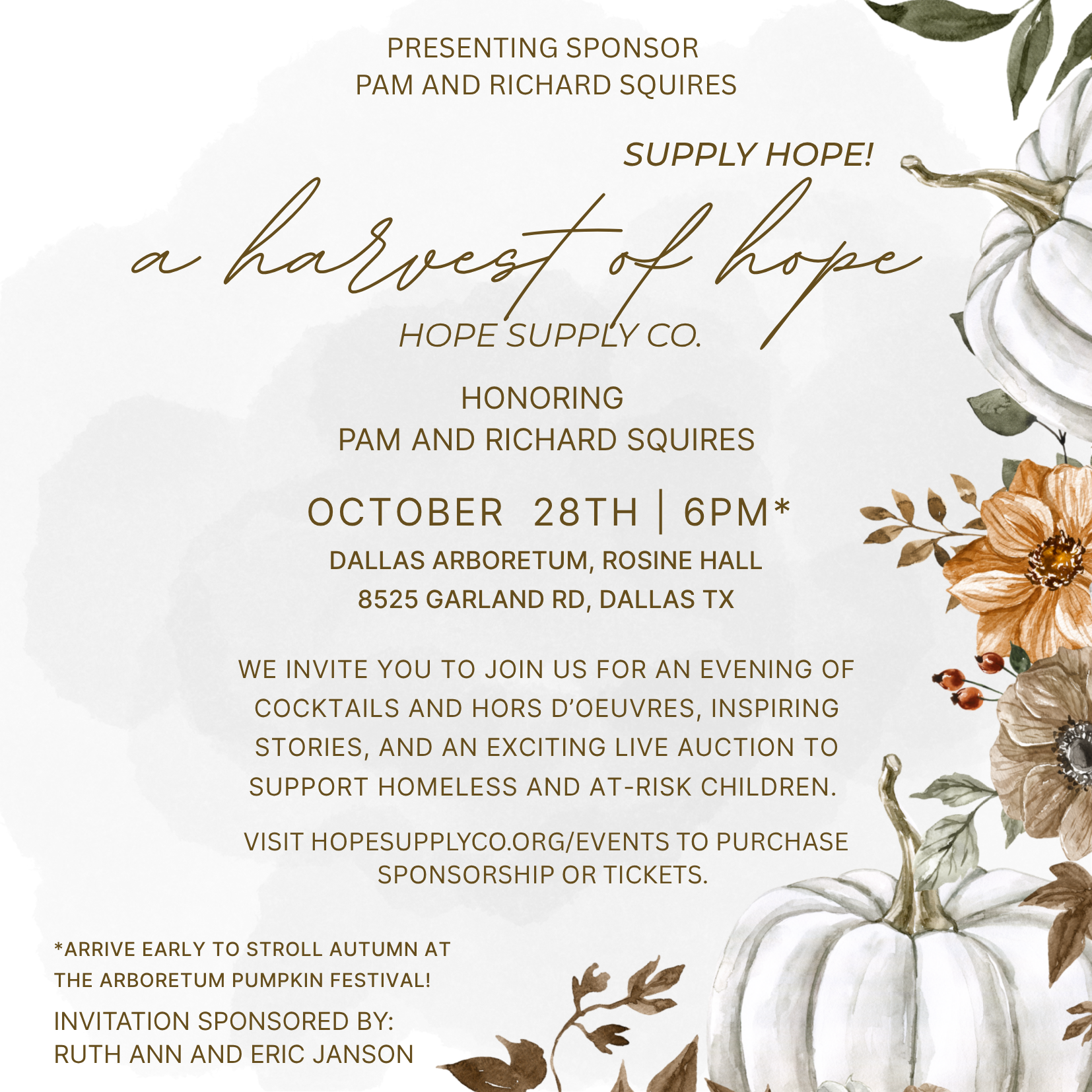 Presenting Sponsor and Honoring Squires 8.31.26